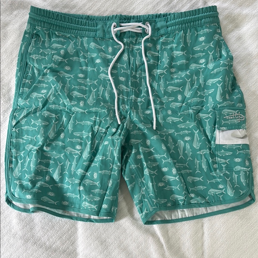 Blue Quick-Dry Swim Trunks with Elastic Waistband